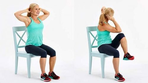 Exercício realizado na cadeira para reduzir gordura abdominal